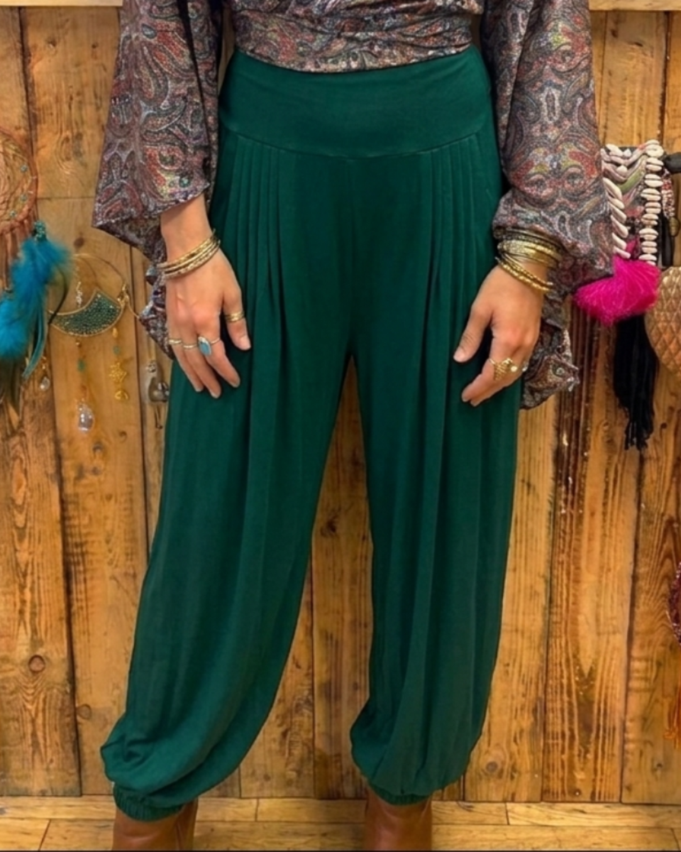 Forest Green Jersey Balloon Pants