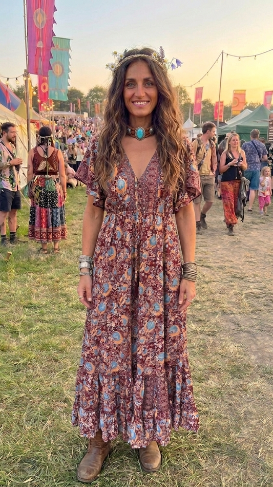 Solstice Recycled Sari Silk Maxi Dress