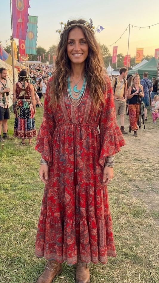 Firebird Recycled Sari Silk Floral Maxi Dress