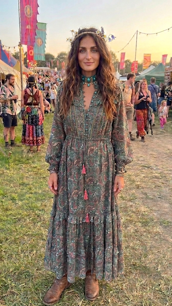 Wanderer Recycled Sari Silk Paisley Maxi Dress