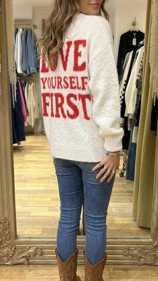 'Love Yourself First' Knitted Jumper