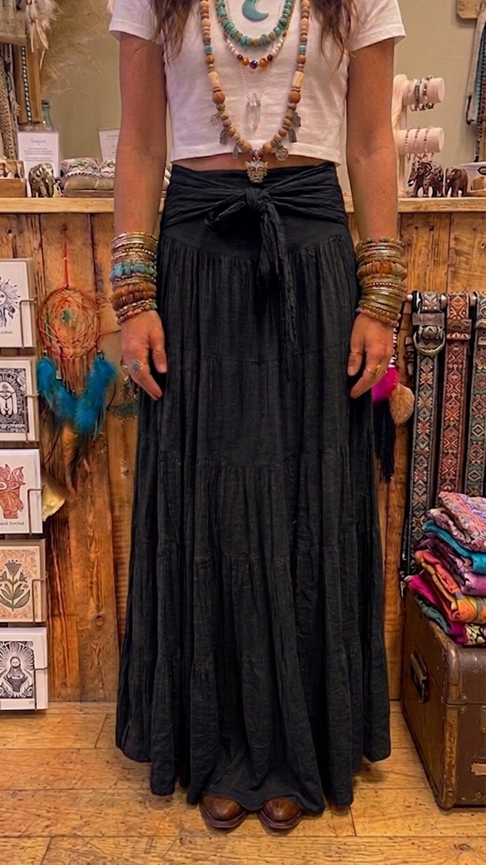 Black Tiered Maxi Skirt