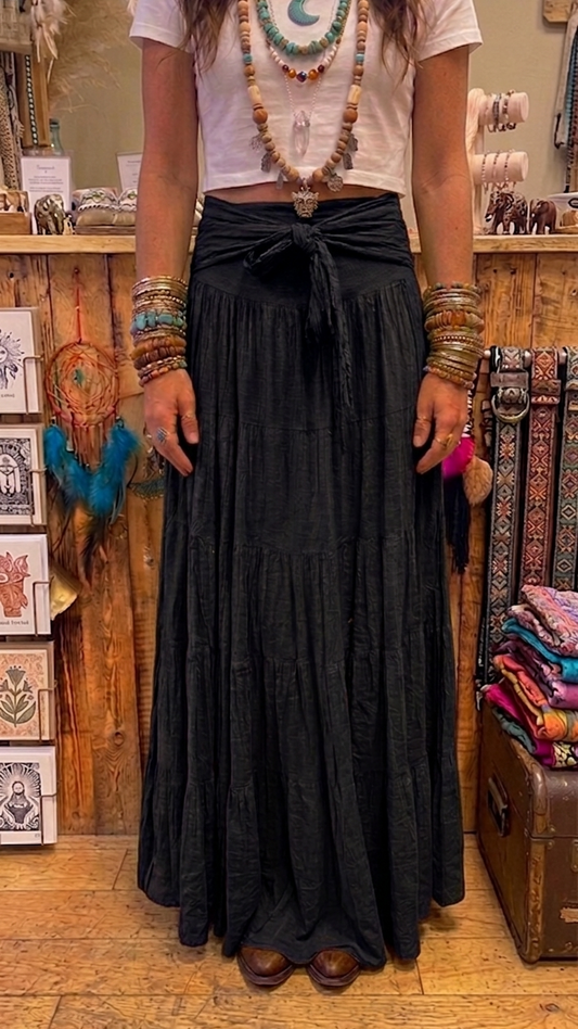 Black Tiered Maxi Skirt