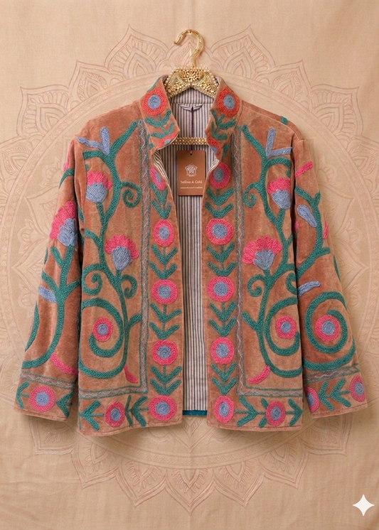 Suzani One of a Kind Velvet Embroidered Jacketh