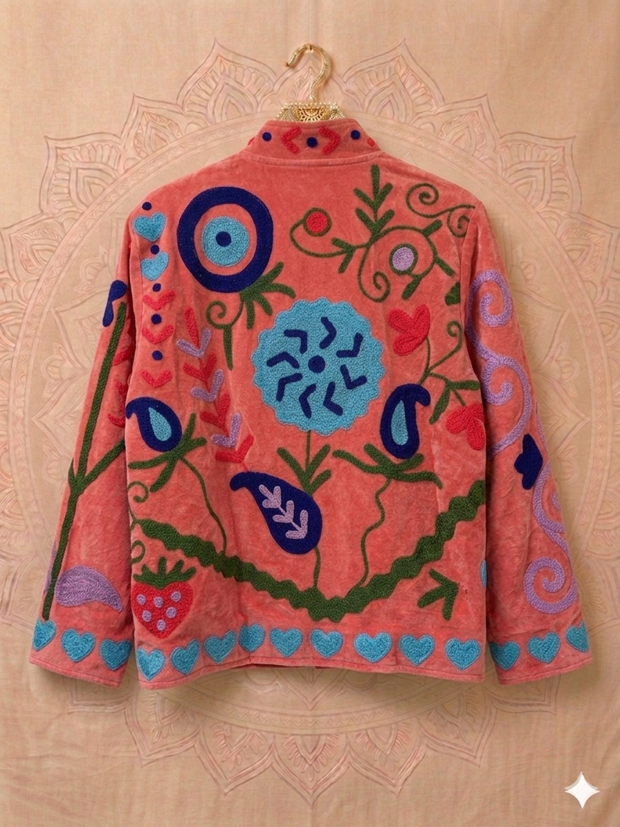 Suzani One of a Kind Velvet Embroidered Jacket