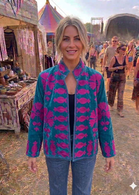 Suzani One of a Kind Velvet Embroidered Jacket