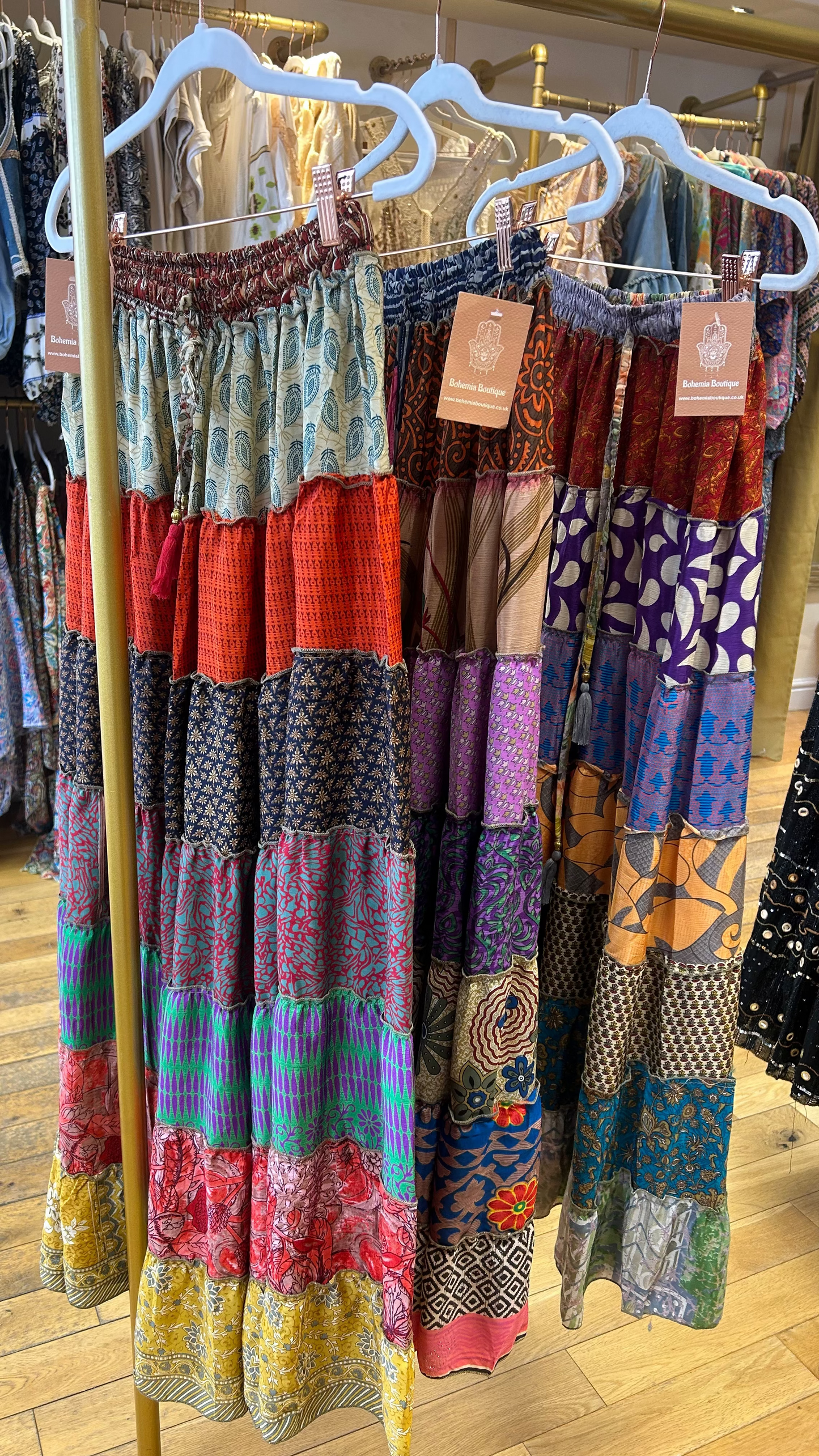 Gypsy Soul Boho Patchwork Maxi Skirt.