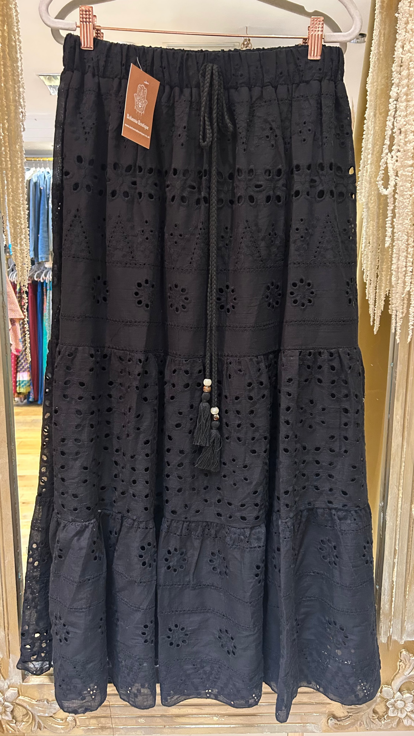 Solstice - Black Broderie Anglaise Maxi Skirt