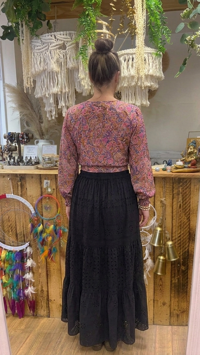 Solstice - Black Broderie Anglaise Maxi Skirt