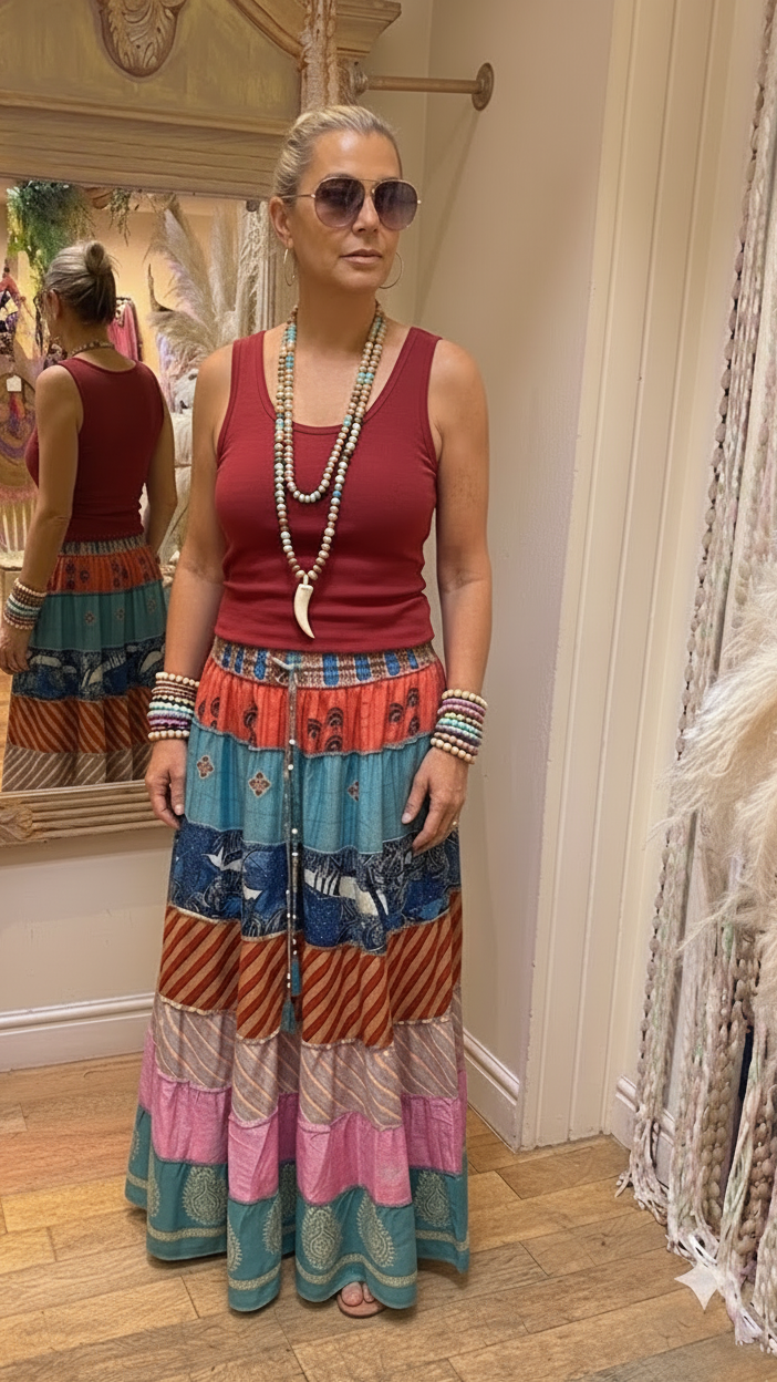 Gypsy Soul Recycled Sari Silk Skirt