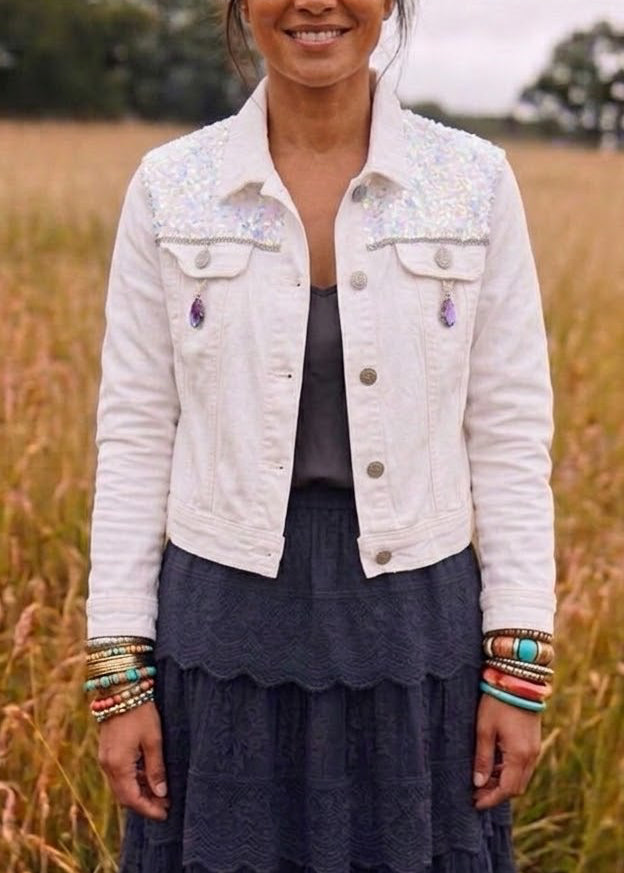 Customised Denim Jacket – Self love  size 10