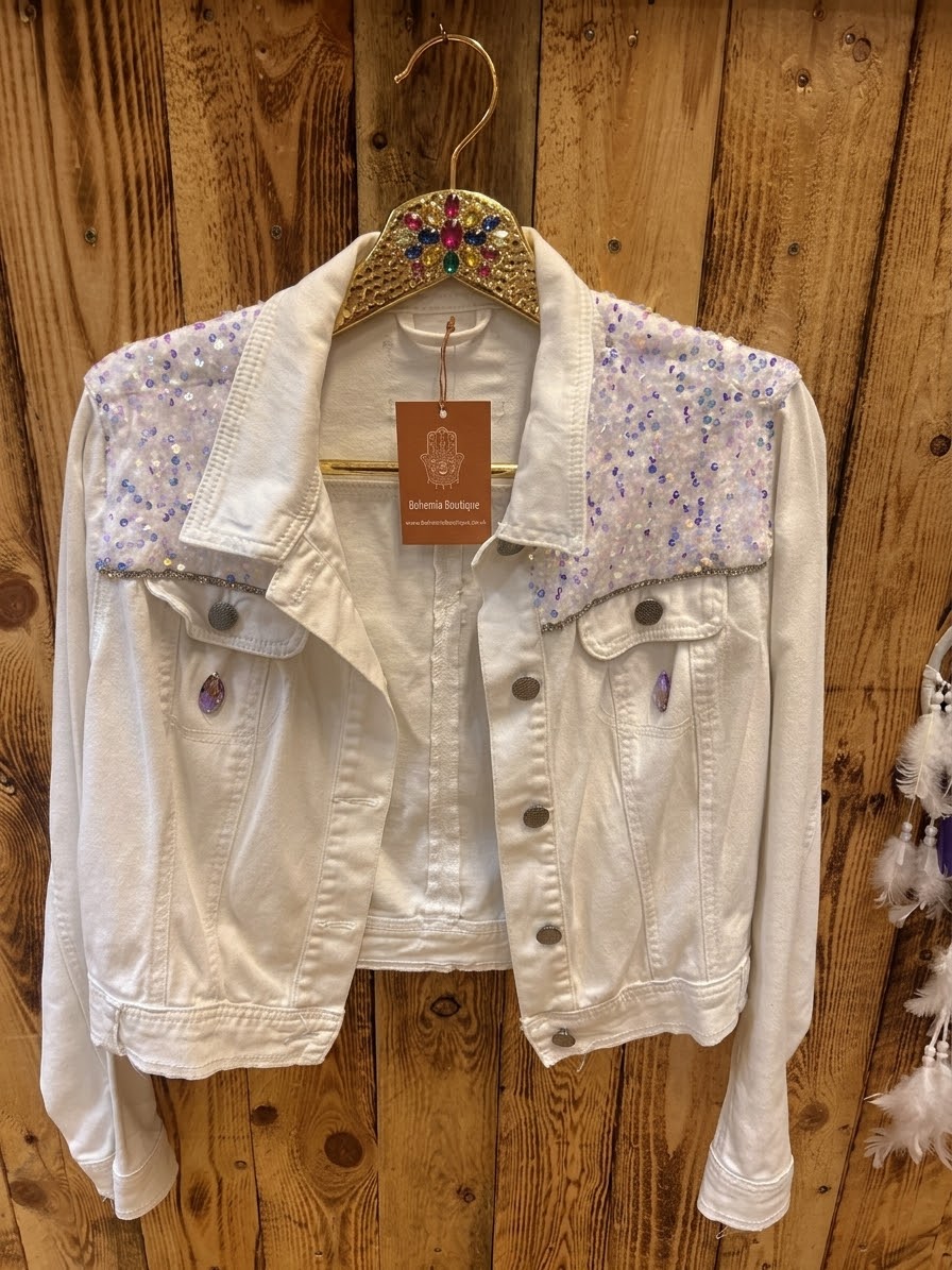 Customised Denim Jacket – Self love  size 10