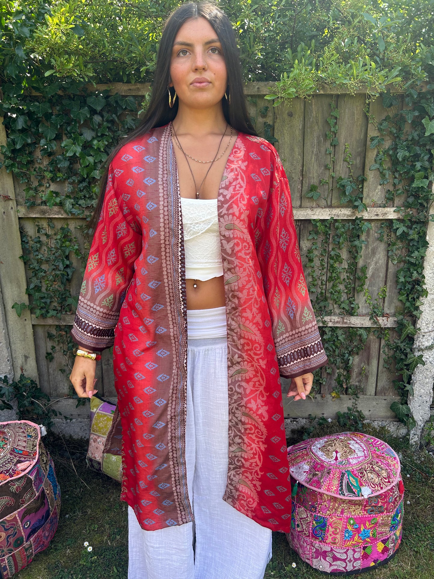 Luna Recycled Sari Silk Kimono