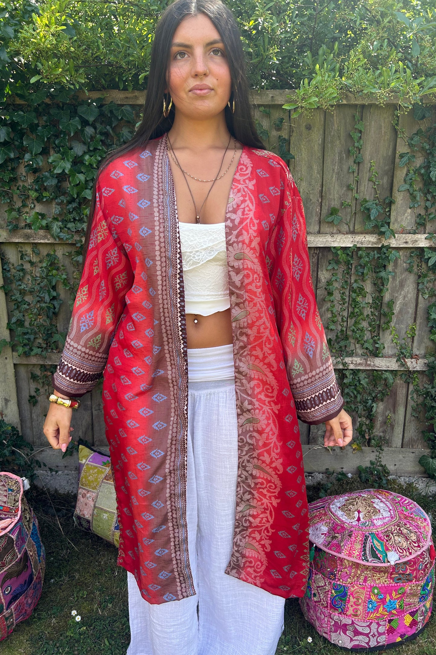 Luna Recycled Sari Silk Kimono