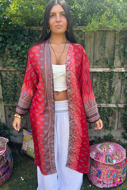 Luna Recycled Sari Silk Kimono