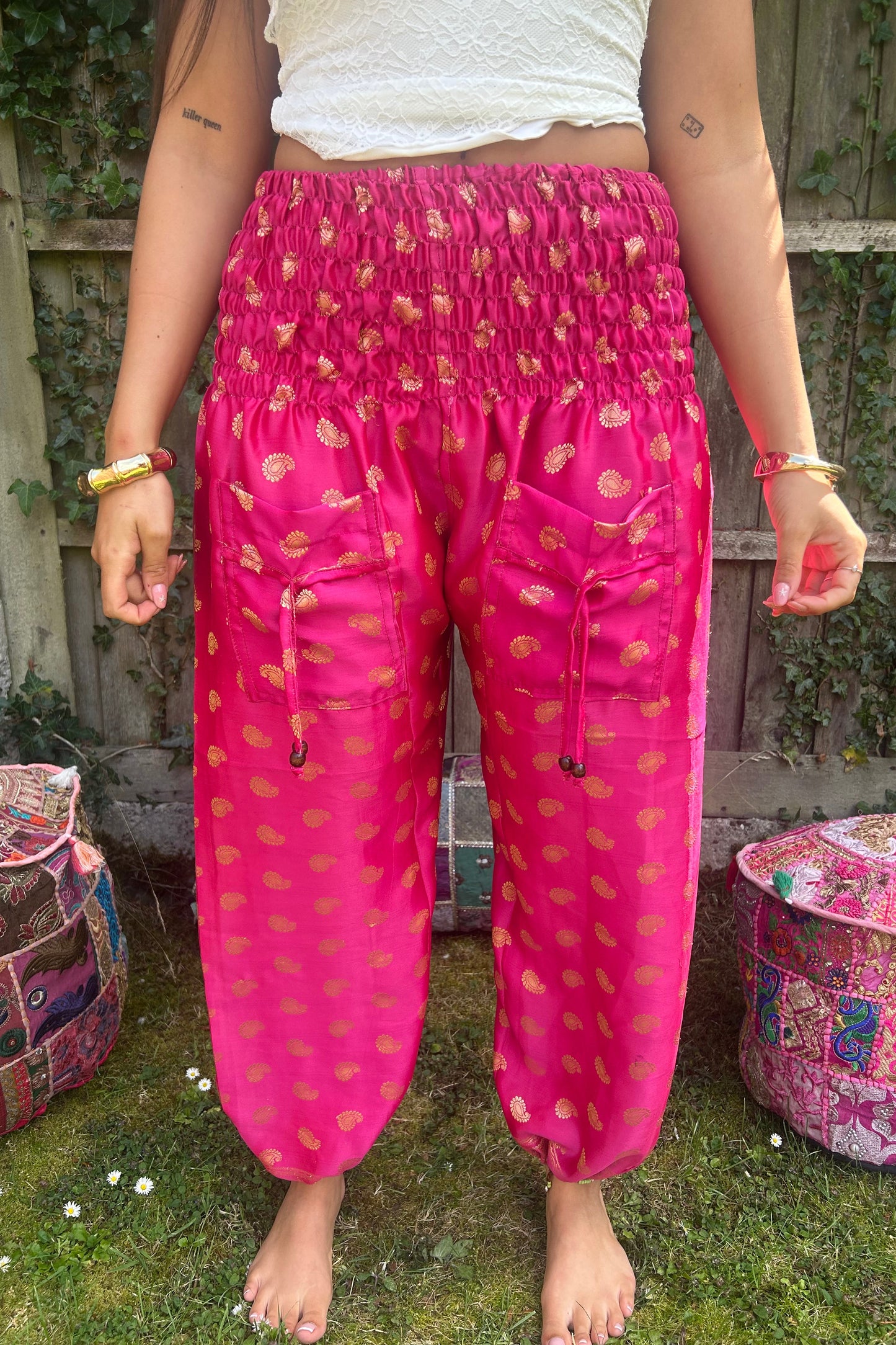 Star 🌟 Recycled sari silk luxe harem pants