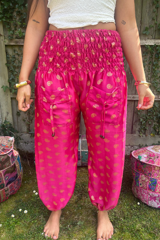 Star 🌟 Recycled sari silk luxe harem pants