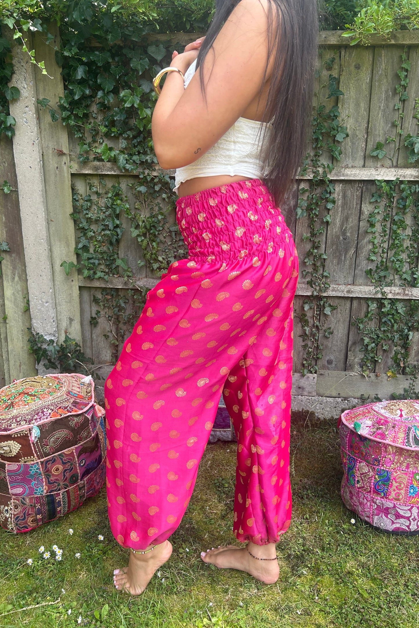 Star 🌟 Recycled sari silk luxe harem pants
