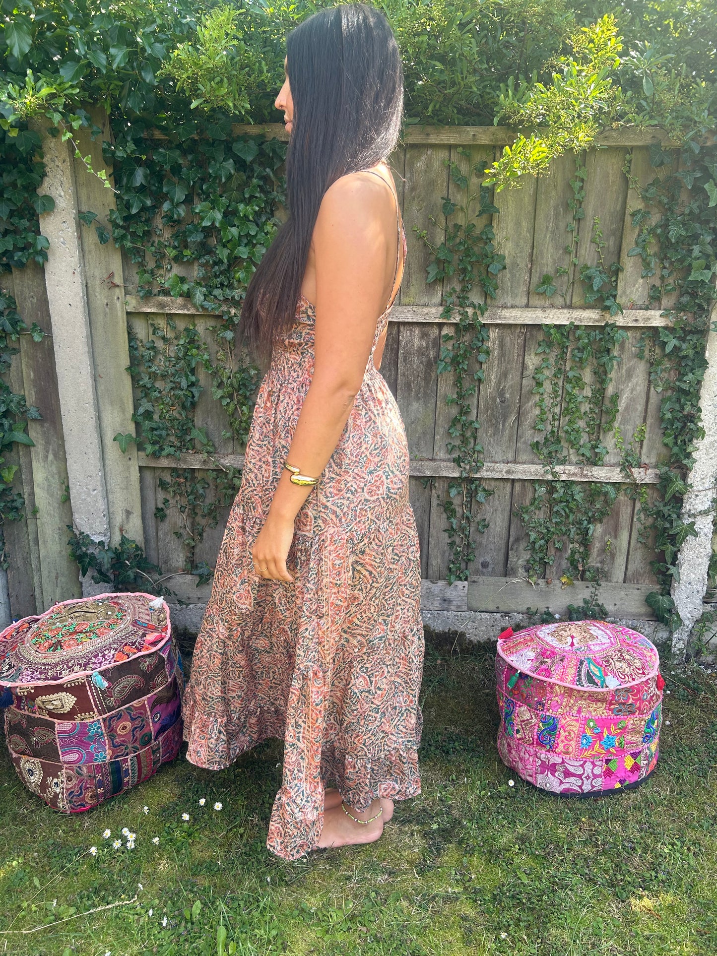 Moksha 🙏Recycled Sari Silk Stappy Maxi Dress