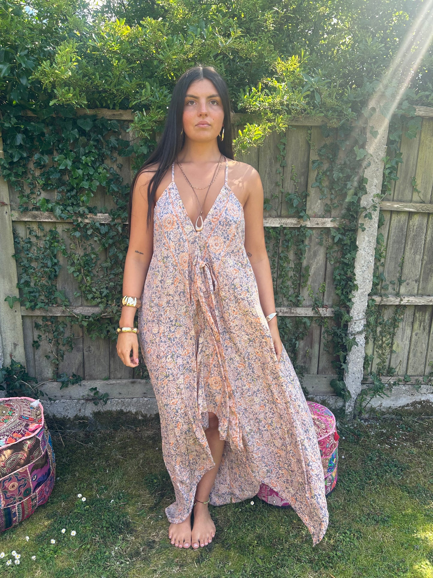 Glow 🙏Recycled sari silk strappy dress