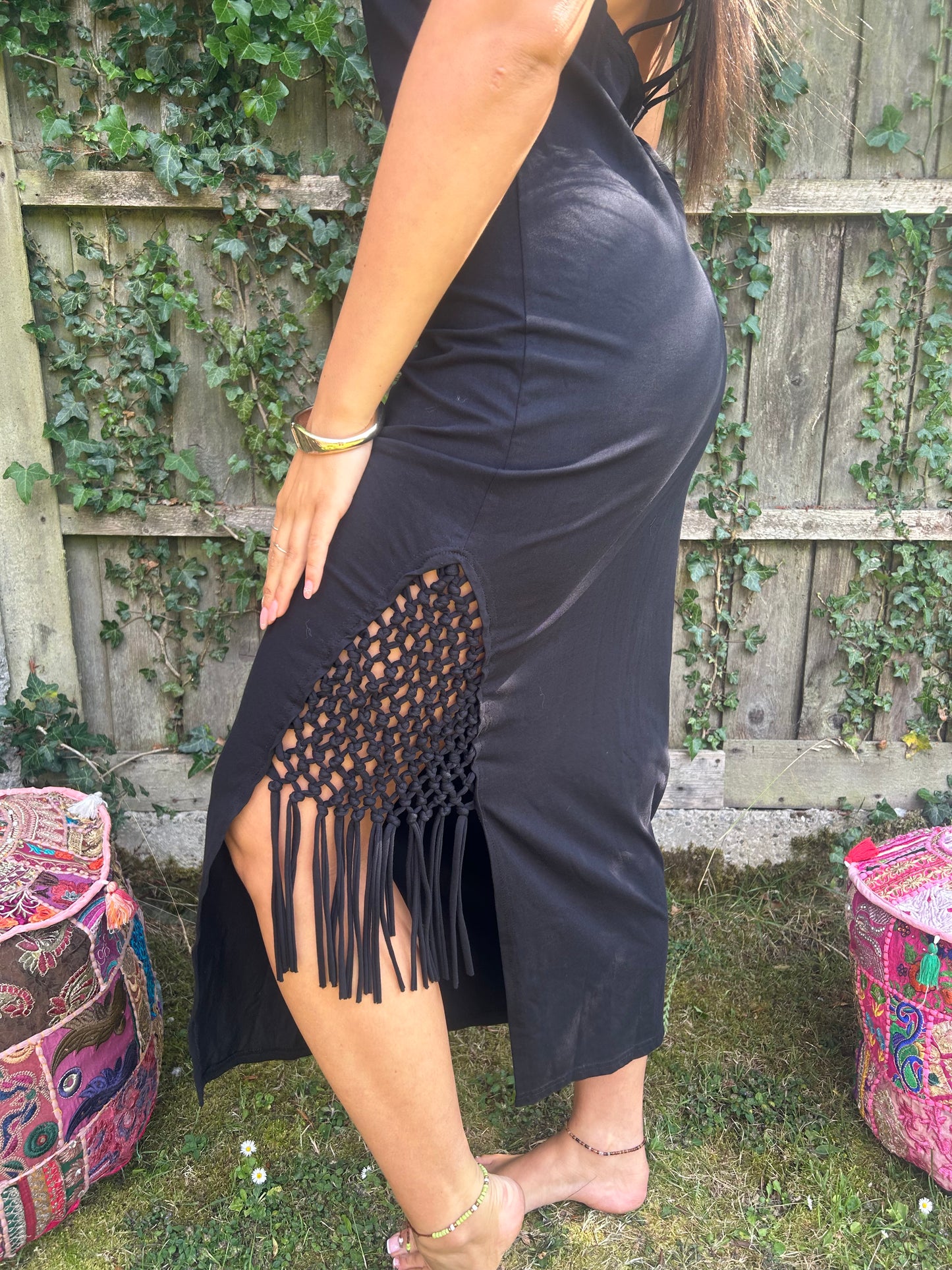 Organic Cotton hand tied Macrame Maxi dress