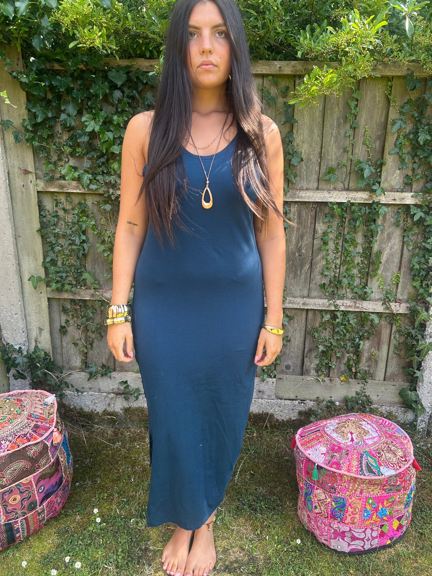 Chakra Organic Cotton hand tied Macrame Maxi dress