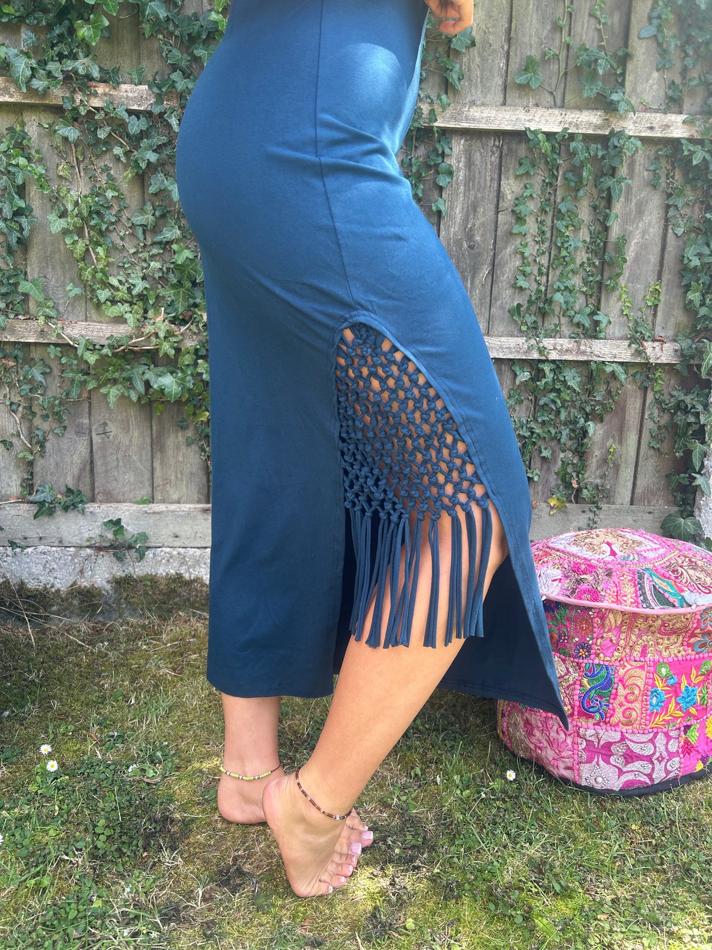 Chakra Organic Cotton hand tied Macrame Maxi dress