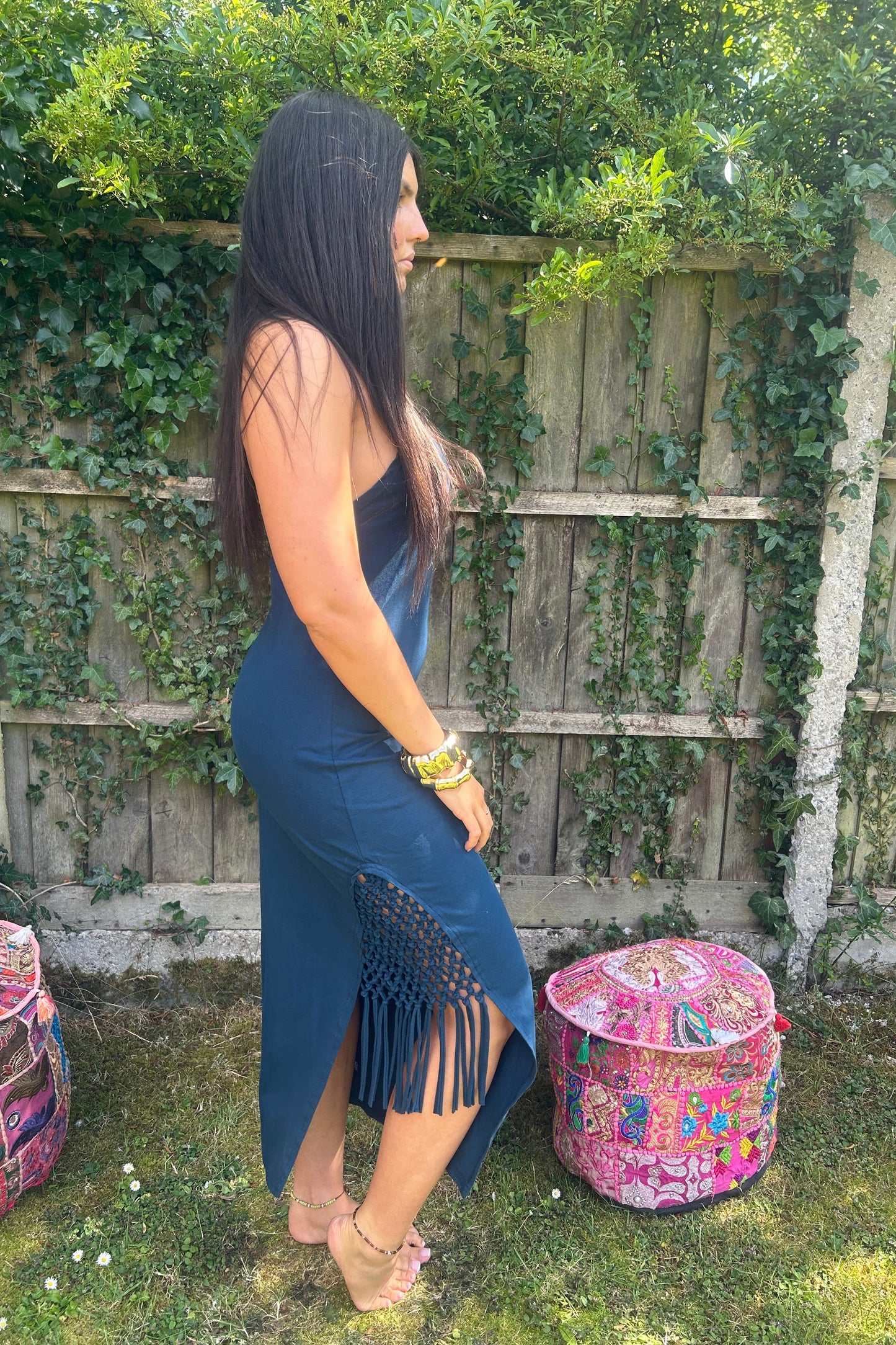 Chakra Organic Cotton hand tied Macrame Maxi dress