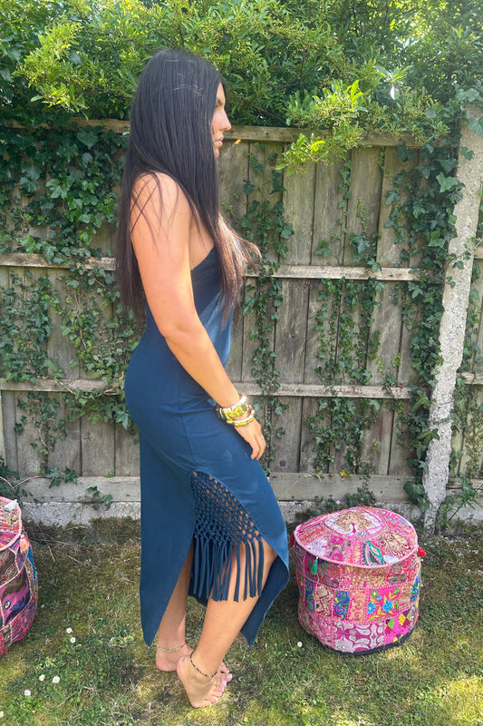 Chakra Organic Cotton hand tied Macrame Maxi dress