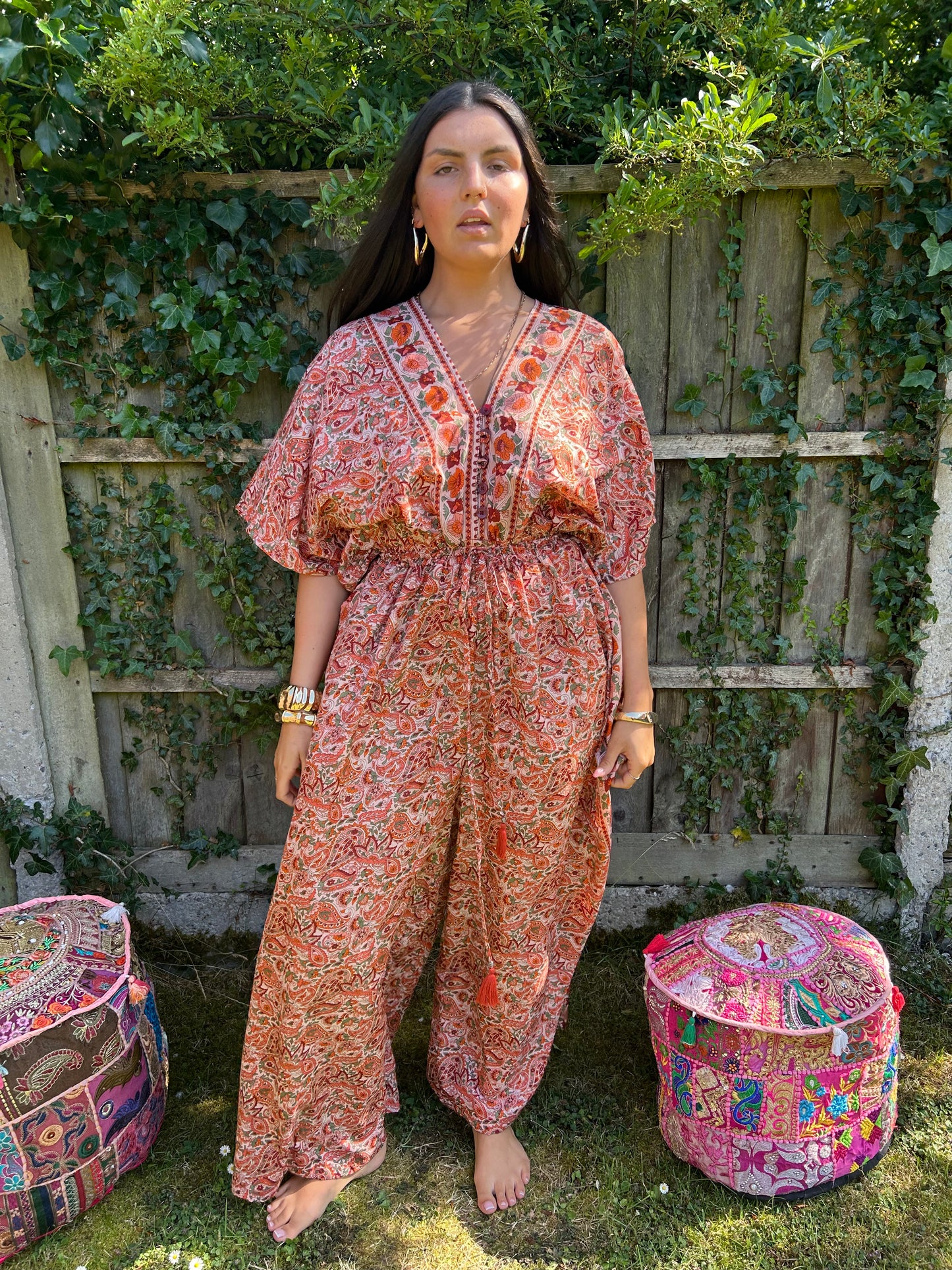 Namaste Recycled Sari Silk Palazzo Jumpsuit