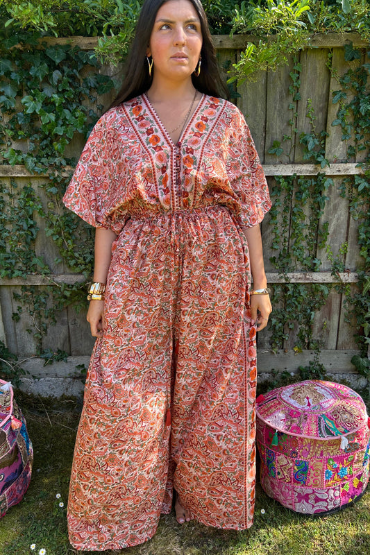 Namaste Recycled Sari Silk Palazzo Jumpsuit