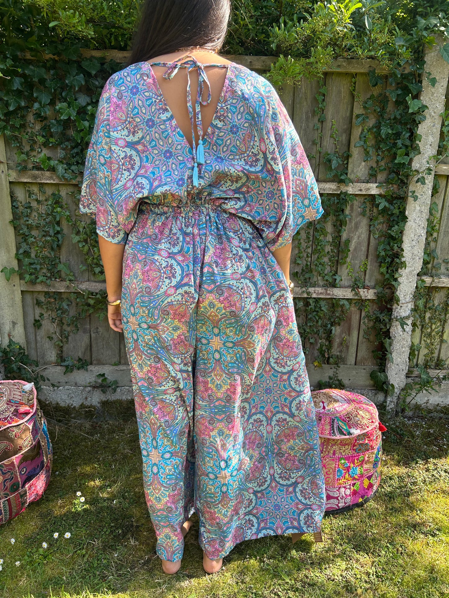 Namaste Recycled Sari Silk Palazzo Jumpsuit