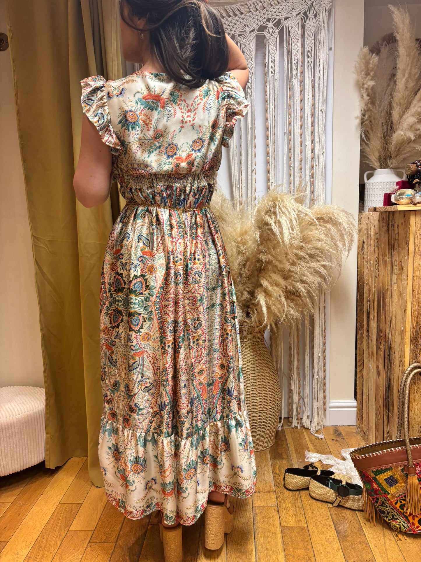 Ivory Multicolour Floral Print Maxi Dress – One Size 8-10