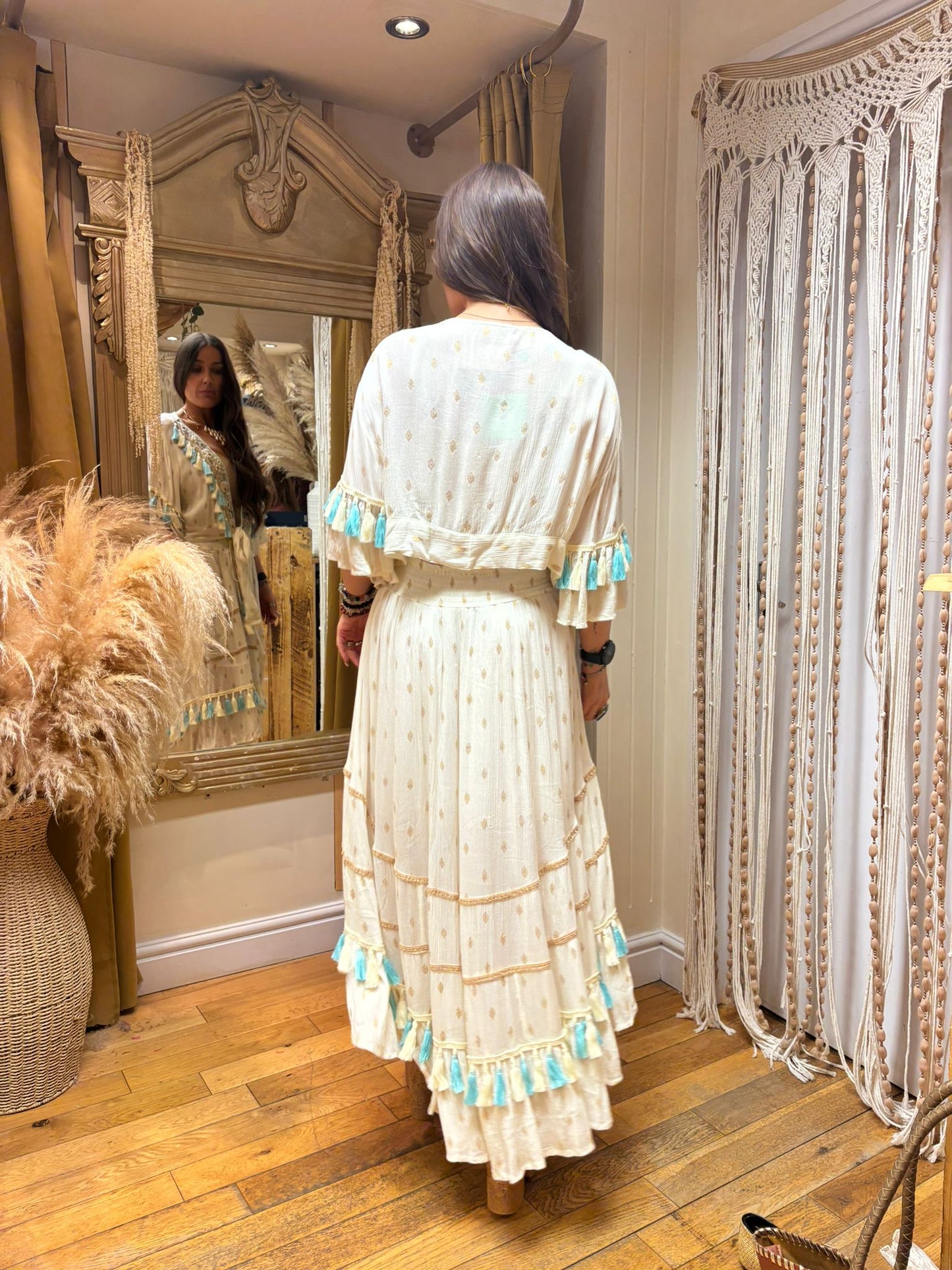 Angel Tassel Co-ord Set — Tie Front Top & High Low Skirt