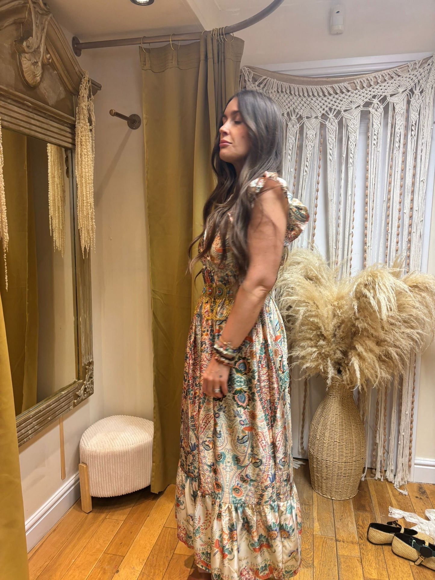 Ivory Multicolour Floral Print Maxi Dress – One Size 8-10